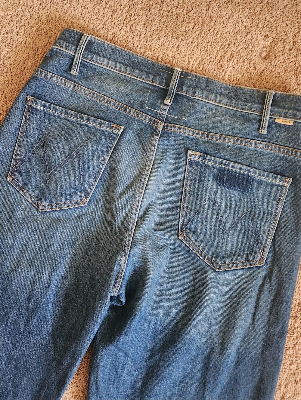 Mother Denim Hustler Roller Heel Fray Size Perfect Drug Medium Wash Wide Leg 31 - Picture 3 of 8